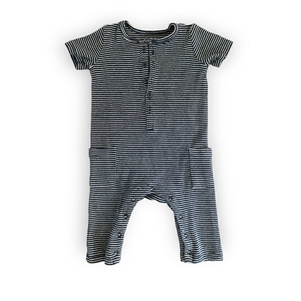 Maison Me blue and white striped onesie, like new, 3-6 months